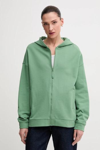 Bavlnená mikina United Colors of Benetton dámska, zelená farba, s kapucňou, jednofarebná, 3UNID500R