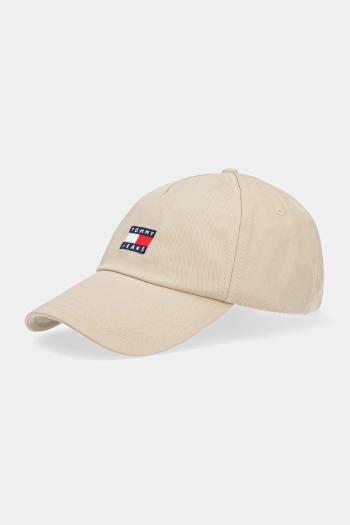 Bavlnená šiltovka Tommy Jeans hnedá farba, s nášivkou, AM0AM12933