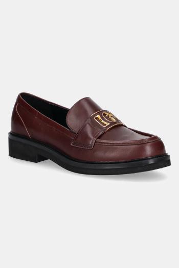 Kožené mokasíny Guess SHUTTLE3 bordová farba, na platforme, FLTSH3 LEA14