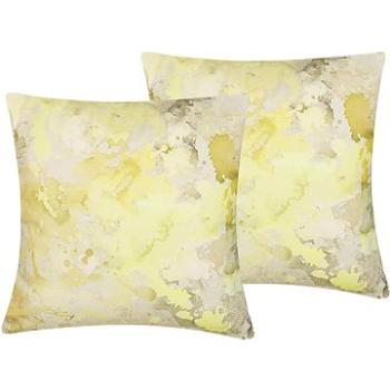 BELIANI, Sada 2 vankúšov so škvrnitým motívom 45 × 45 cm bielo-zlatá PACHIRA, 255417 (beliani_255417)