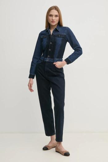 Rifľový overal Pepe Jeans VALERIE tmavomodrá farba, bavlnený, s golierom, PL230508