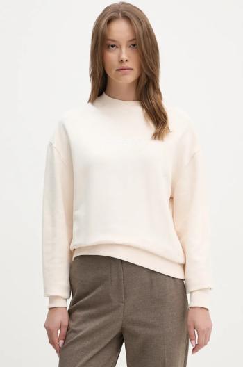 Bavlnená mikina Calvin Klein dámska, béžová farba, s potlačou, K20K205450
