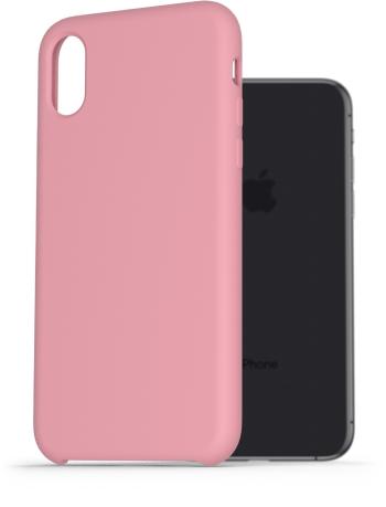 Telefon tok AlzaGuard Premium Liquid Silicone Case iPhone X / Xs rózsaszín tok