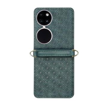 EMBOSSED Kryt s remienkom Huawei P50 Pocket tmavozelený