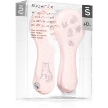 Suavinex Tigers Brush-comb Set sada pre deti od narodenia Pink 2 ks