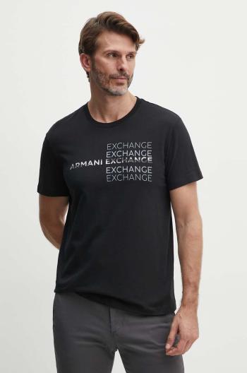 Bavlnené tričko Armani Exchange pánske, čierna farba, s potlačou, 3DZTAC ZJ9TZ