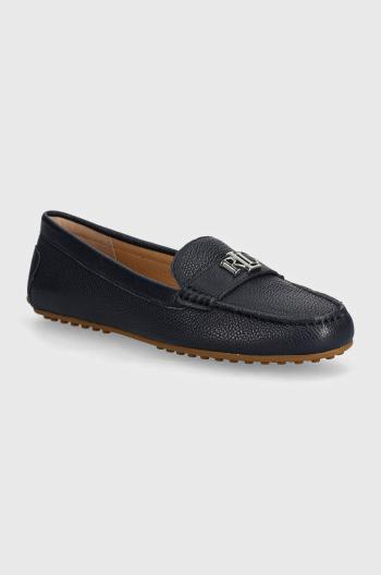 Kožené mokasíny Lauren Ralph Lauren Barnsbury dámske, tmavomodrá farba, na plochom podpätku, 802942768007