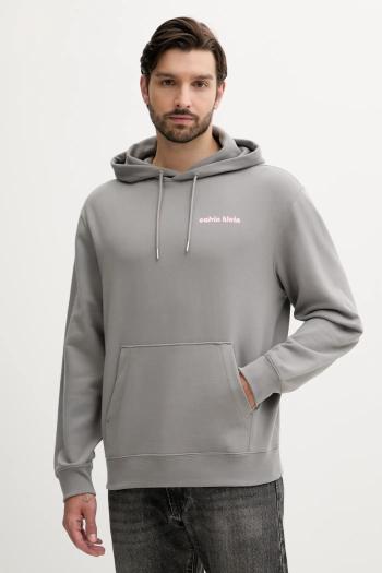 Mikina Calvin Klein Jeans šedá farba, s kapucňou, s potlačou, LV04RC293G