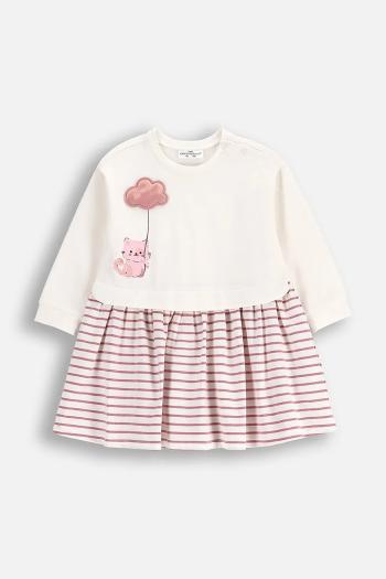 Šaty pre bábätká Coccodrillo béžová farba, mini, áčkový strih, DREAM DIARIES GIRL NEWBORN