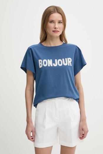 Bavlnené tričko United Colors of Benetton dámske, tmavomodrá farba, 3LNSD109Z