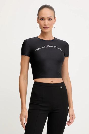 Tričko Versace Jeans Couture dámske, čierna farba, 79HAH6A2 N0008