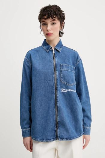 Rifľová košeľa Karl Lagerfeld Jeans dámska, voľný strih, s klasickým golierom, A2W11020