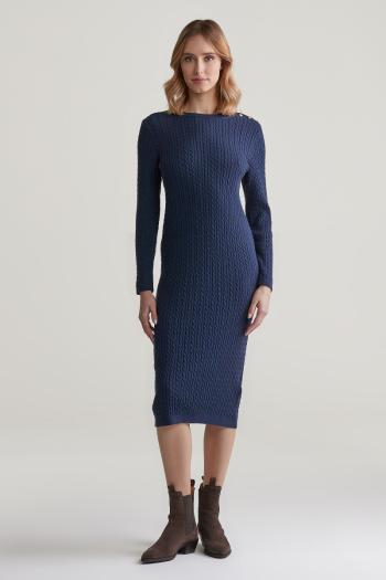 RUHA GANT MINI CABLE KNIT DRESS EVENING BLUE