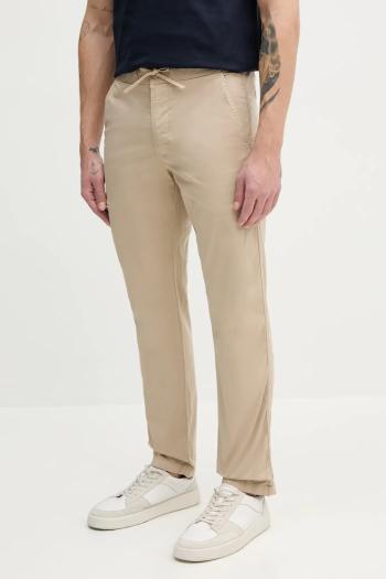 Nohavice Pepe Jeans PULL ON COMFORT CHINO pánske, béžová farba, rovné, PM211866