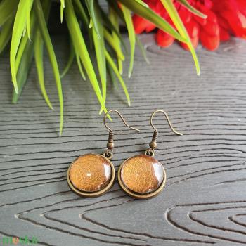 Metál sötét bronz - bronz lógós fülbevaló