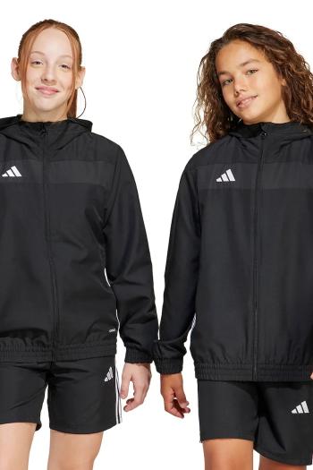 Detská mikina adidas Performance čierna farba, s kapucňou, s nášivkou, JD0629