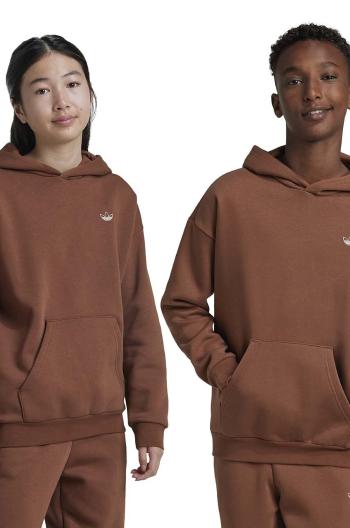 Detská mikina adidas Originals HOODIE hnedá farba, s kapucňou, s potlačou, IY9553