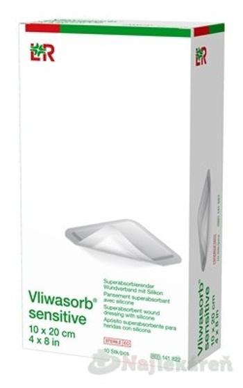 Vliwasorb Sensitive Krytie Na Rany 10 x 20 Cm superabsorpčné, sterilné, so silikónom, 10 ks