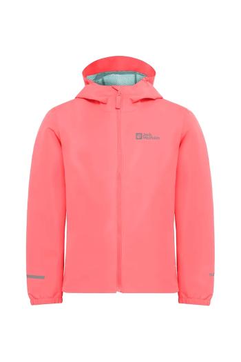 Detská nepremokavá bunda Jack Wolfskin FLAZE ružová farba