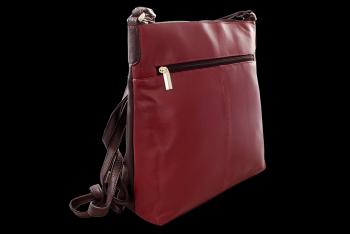 Burgundy-čierna kožená zipsová kabelka 212-3015-60/34