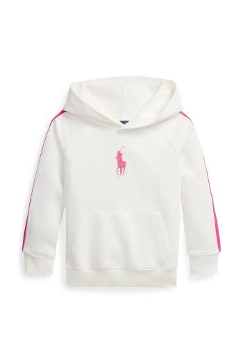Detská mikina Polo Ralph Lauren biela farba, s kapucňou, s nášivkou, 312957348001