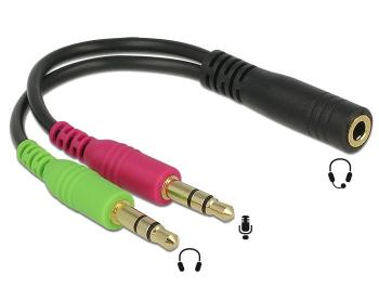 Delock adaptér stereo jack 3,5 mm 4 pin samica > 2 x stereo jack 3,5 mm 3 pin