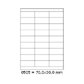 Samolepiace etikety 70 x 30 mm, 27 etikiet, A4, 100 listov