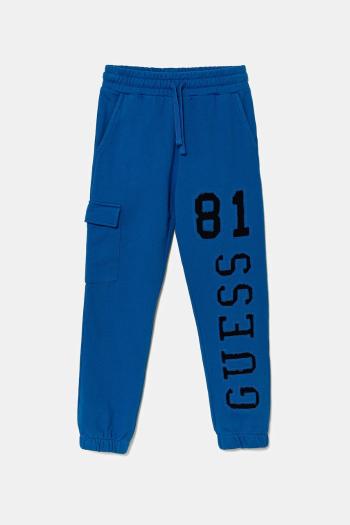 Detské bavlnené tepláky Guess s potlačou, L5YQ13 KAD74