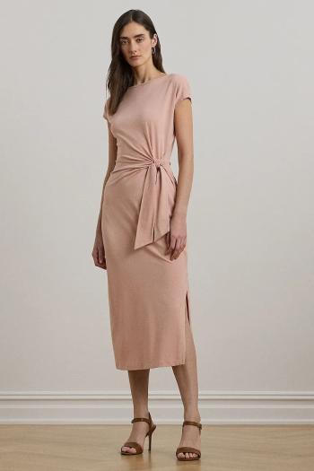 Šaty Lauren Ralph Lauren oranžová farba, midi, priliehavé, 250964086