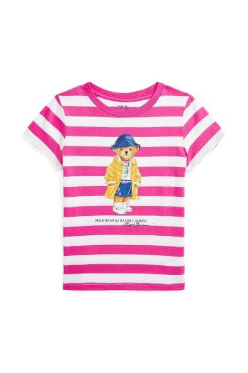Detské bavlnené tričko Polo Ralph Lauren ružová farba, 312957378001