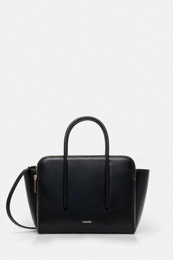 Kožená kabelka Calvin Klein čierna farba, LV04F3034G