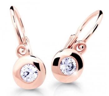 Cutie Jewellery Detské náušnice z ružového zlata C2589-10-X-4 biela