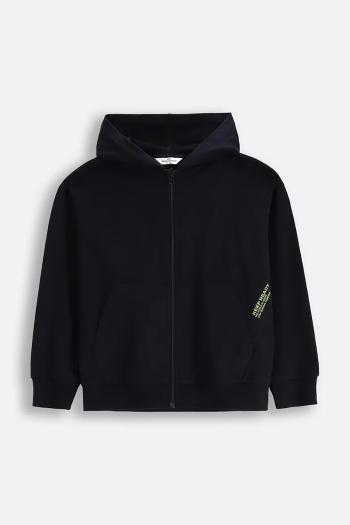 Detská bavlnená mikina Coccodrillo tmavomodrá farba, s kapucňou, jednofarebná, EVERYDAY BOY