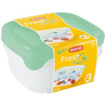 CURVER Sada dóz na potraviny FRESH & GO 3x0,8L | transparentná / zelená