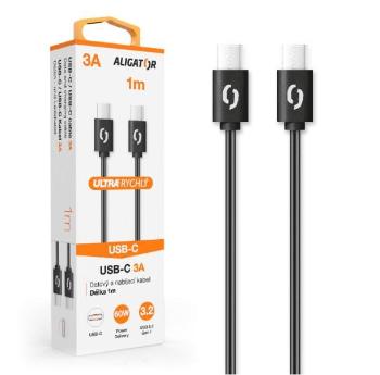 ALIGATOR dátový kábel POWER 60W, USB-C/USB-C 3A, dĺžka 1 m, čierna