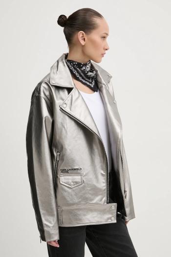 Bunda Karl Lagerfeld Jeans dámska, strieborná farba, prechodná, A1W15013