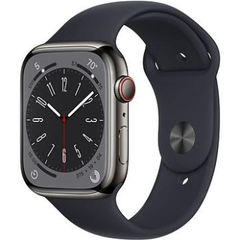 Apple Watch Series 8 45mm Cellular Grafitový nerez s temně inkoustovým sportovním řemínkem (MNKU3CS/A)