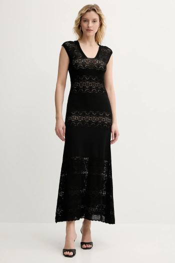 Šaty Twinset čierna farba, maxi, áčkový strih, 251TT3210