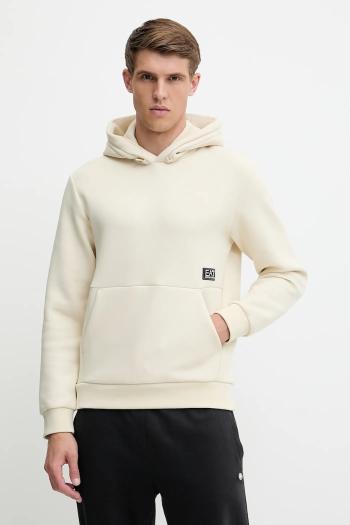 Mikina EA7 Emporio Armani béžová farba, s kapucňou, s nášivkou, AF13538.7M000141