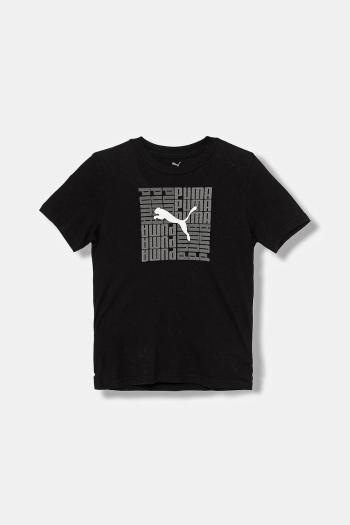 Detské bavlnené tričko Puma GRAPHIC Box Tee B čierna farba, s potlačou, 689937