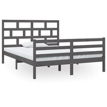 Rám postele sivý masívne drevo 150 × 200 cm King Size, 3101290