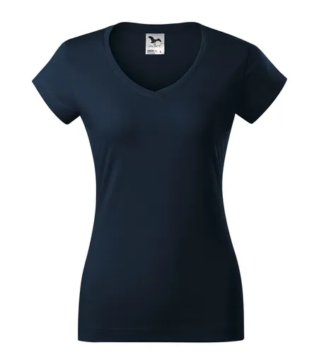 MALFINI Dámske tričko Fit V-neck - Námornícka modrá | 2XL