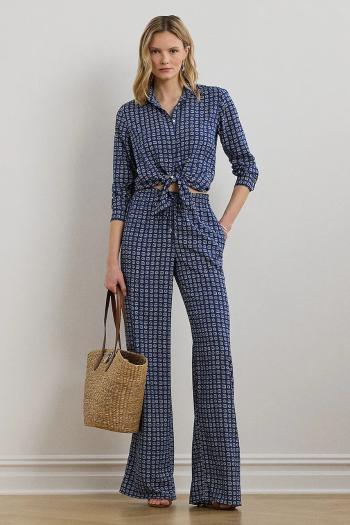 Nohavice Lauren Ralph Lauren tmavomodrá farba, široké, vysoký pás, 200970744
