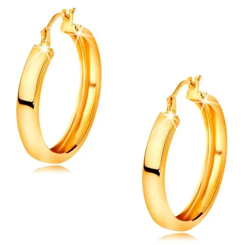 Náušnice v žltom 14K zlate - kruhy s lesklým hladkým povrchom, 18 mm