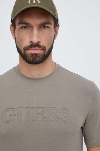 Tričko Guess ALPHY pánsky, zelená farba, s nášivkou, Z2YI11 J1314