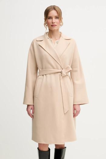 Vlnený kabát Weekend Max Mara dámsky, béžová farba, prechodný, 2515011011600