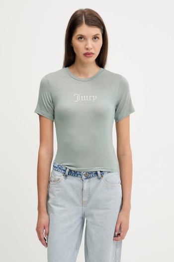 Tričko Juicy Couture SHEER FITTED TEE dámske, zelená farba, JCWCT225301