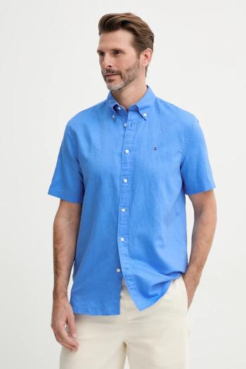 Košeľa s prímesou ľanu Tommy Hilfiger regular, s golierom button-down, MW0MW40703