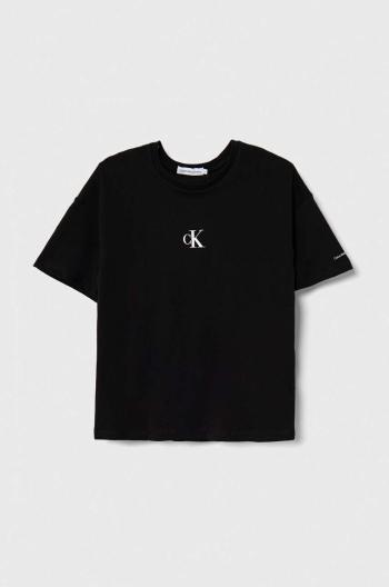 Detské bavlnené tričko Calvin Klein Jeans čierna farba
