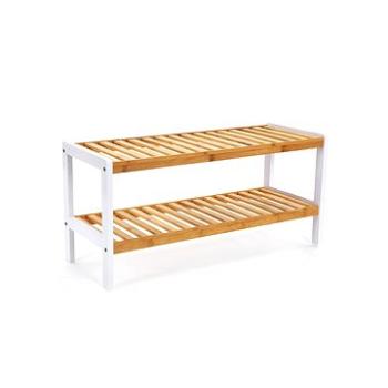 Songmics Botník 2 police biely bambus 70 × 26 × 33 cm (LBS02H)